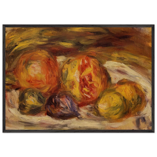 Still Life Pomegranate Figs and Apples - Pierre-Auguste Renoir 70x100 cm / 28x40 inches Framed Art Print – Black Wooden Frame