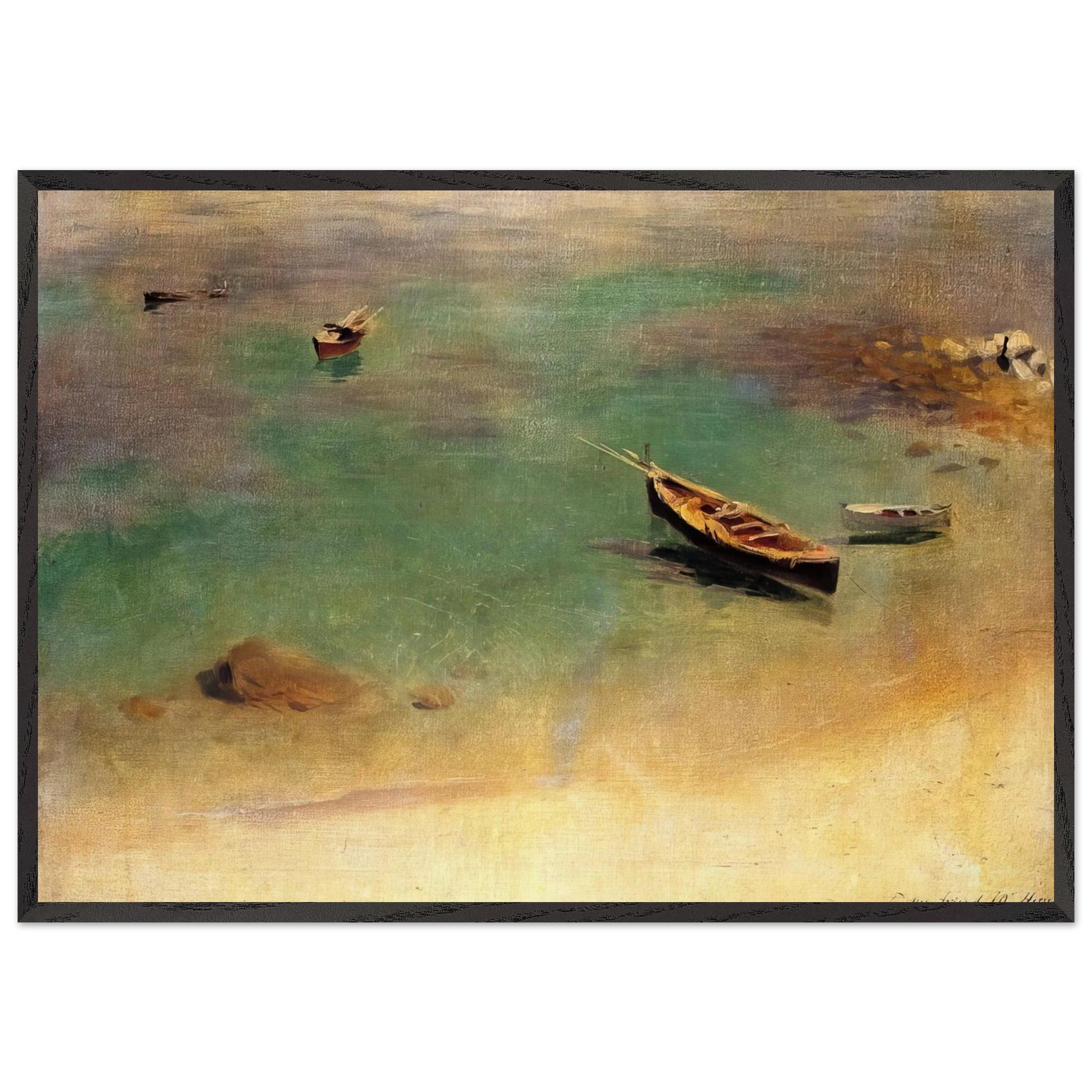 Boat in the Waters off Capri - John Singer Sargent Framed Art Print – Black Wooden Frame - Default Title - -Framed Art Print