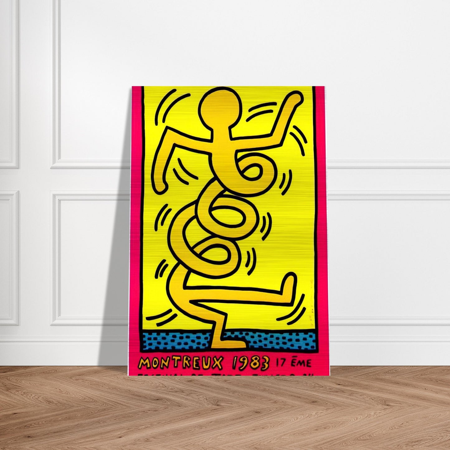 MONTREUX 1983 - Keith Haring Brushed Aluminum Print - 70x100 cm / 28x40 inches | Keith Haring Aluminum Print | Keith Haring Prints