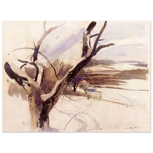 Andrew Wyeth - WINTER FARM SCENE Wall Art - 21x29.7 cm / 8x12" - Fine Art Poster - -
