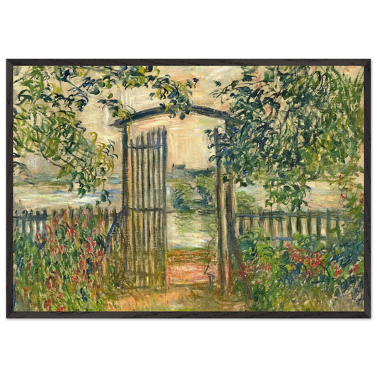 The Garden Gate at Vetheuil - claude monet Framed Art Print – Black Wooden Frame - Default Title - -Framed Art Print