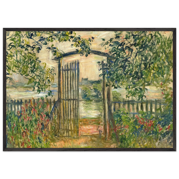 The Garden Gate at Vetheuil - claude monet 70x100 cm / 28x40 inches Framed Art Print – Black Wooden Frame