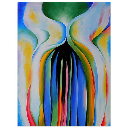Georgia O'Keeffe - Gray line with black, blue, and yellow Fine Art Poster - 13x18 cm / 5x7 inches