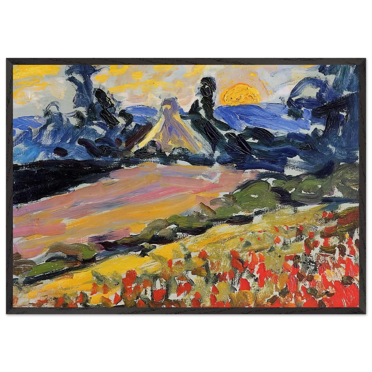 Landscape with Sunset - Henri-Edmond Cross Framed Art Print – Black Wooden Frame - Default Title - -Framed Art Print