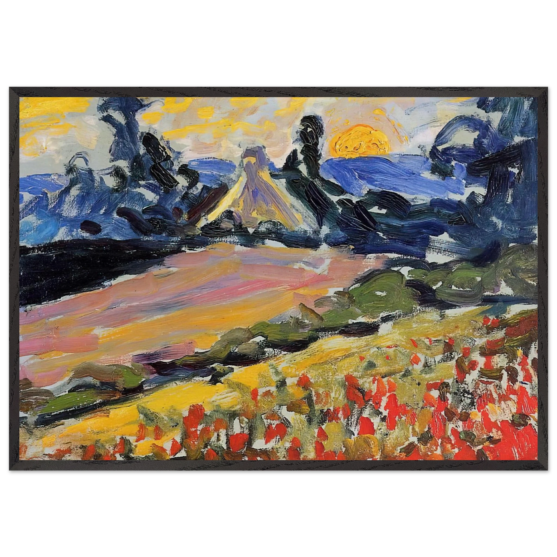 Landscape with Sunset - Henri-Edmond Cross Framed Art Print – Black Wooden Frame - Default Title - -Framed Art Print