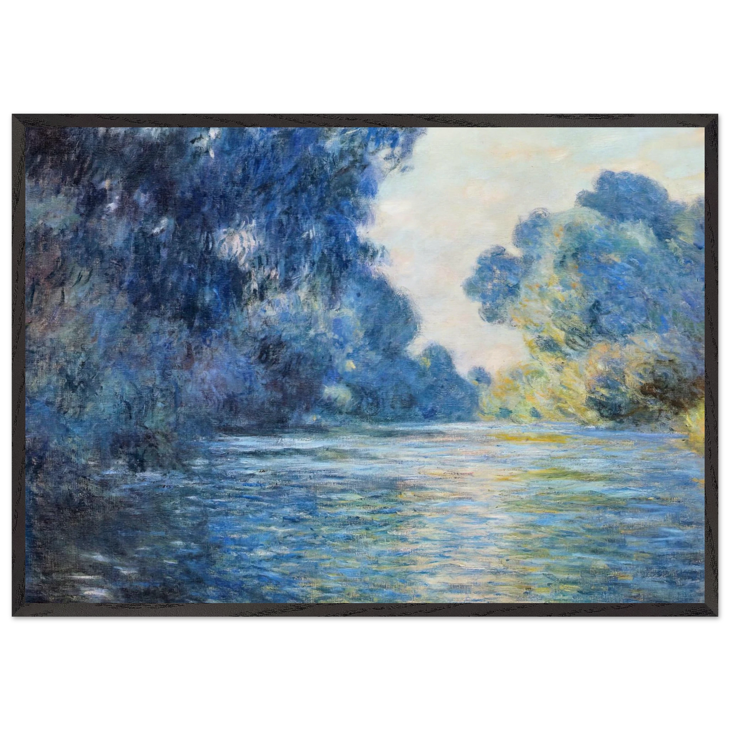 Morning on the Seine at Giverny 02 - claude monet Framed Art Print – Black Wooden Frame - Default Title - -Framed Art Print