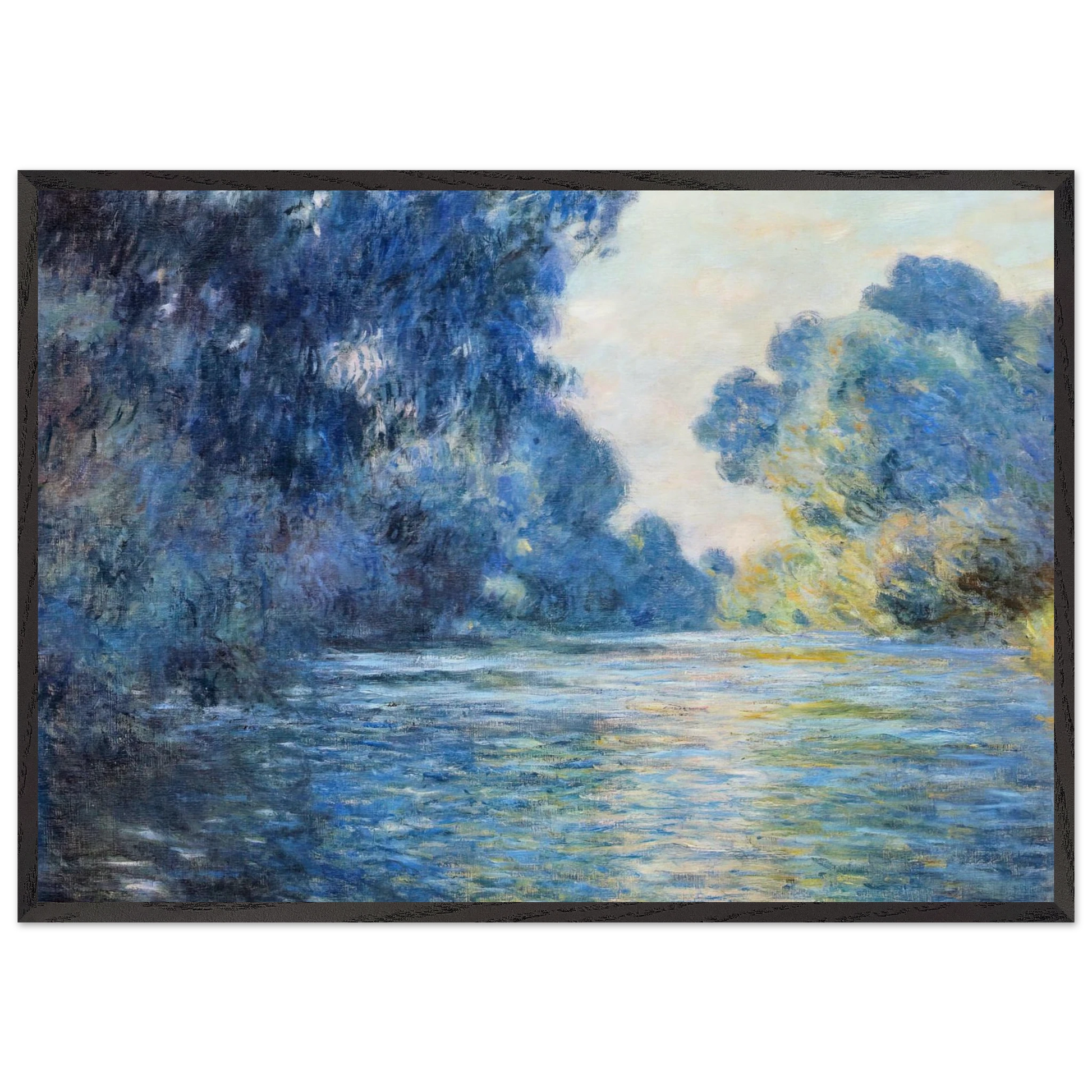 Morning on the Seine at Giverny 02 - claude monet Framed Art Print – Black Wooden Frame - Default Title - -Framed Art Print