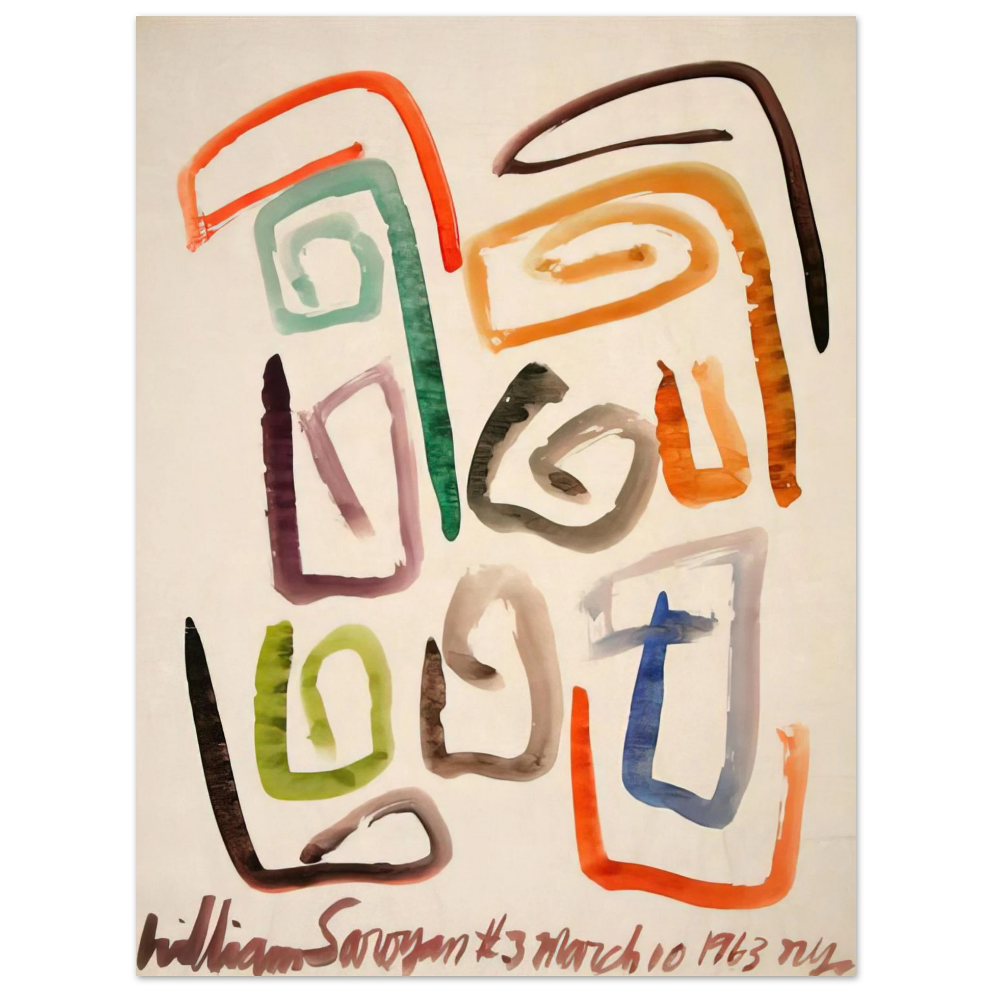 William Saroyan - #3 March 10, 1963 NYC - 1963 Fine Art Poster - Default Title