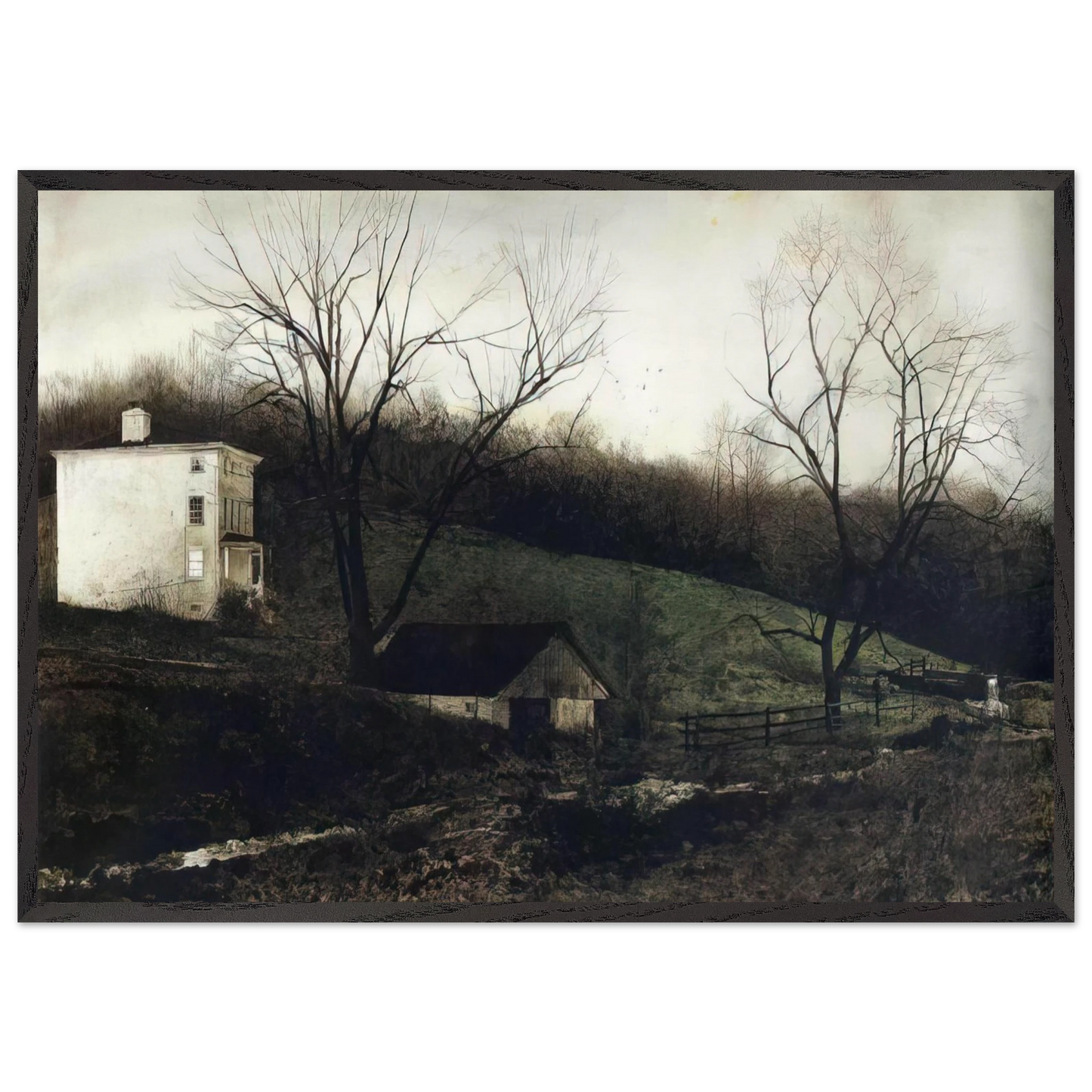 EVENING AT KUERNERS - Andrew Wyeth Framed Art Print – Black Wooden Frame - Default Title - -Framed Art Print