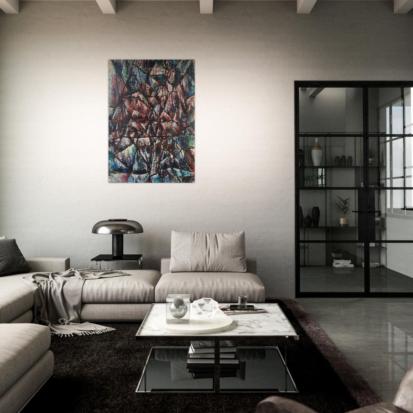 Two Seated Figures - 1955 - Robert Goodnough Brushed Aluminum Print - 70x100 cm / 28x40 inches | Robert Goodnough Aluminum Print | Robert Goodnough Prints