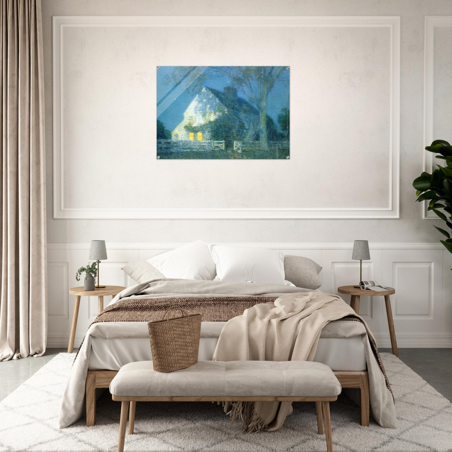 Moonlight, the Old House - Childe Hassam Acrylic Print - 70x100 cm / 28x40″ inches