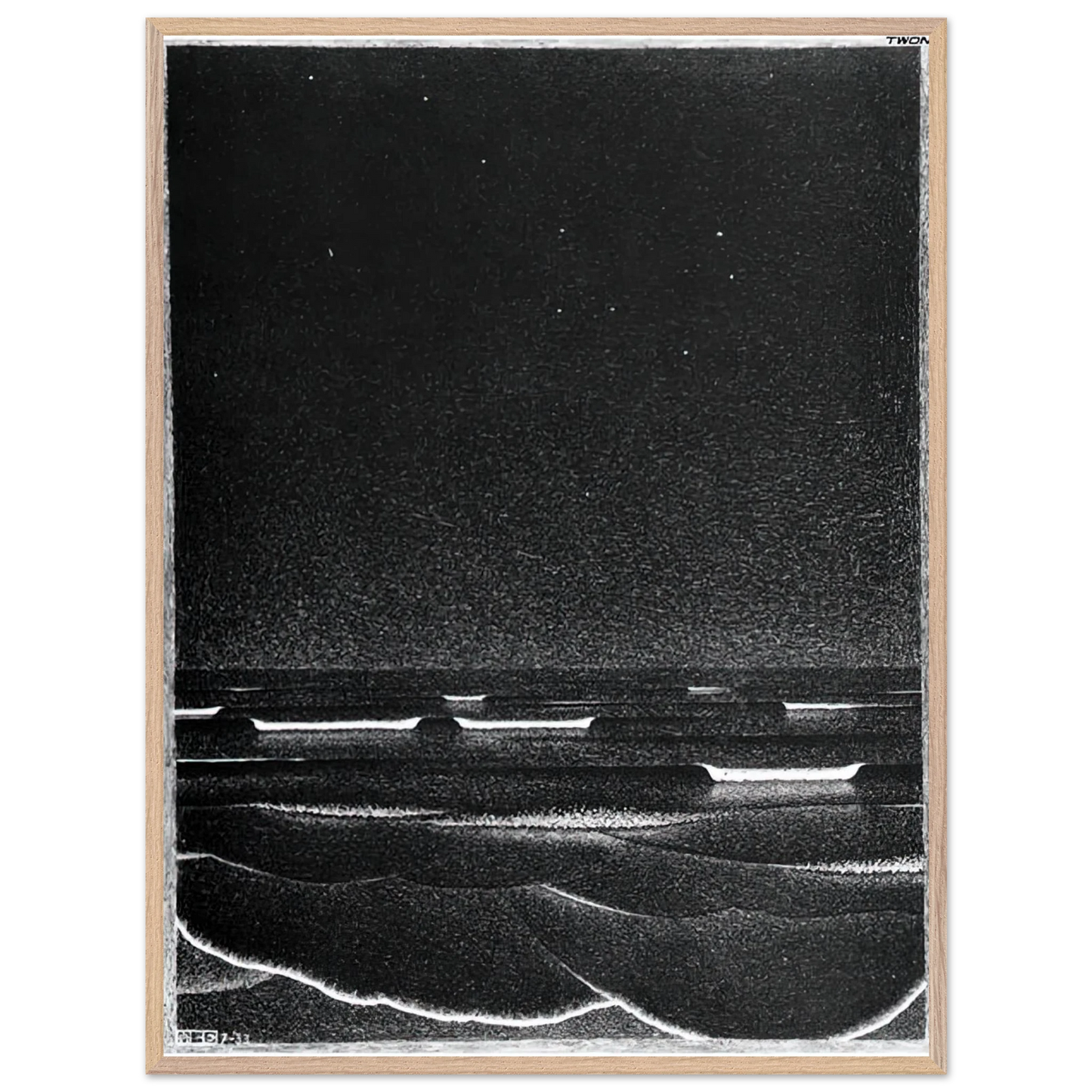 MC Escher - FLUORESCENT SEA Wall Art - 21x29.7 cm / 8x12" - Premium Wooden Framed Poster With Fine Art Paper - Black frame