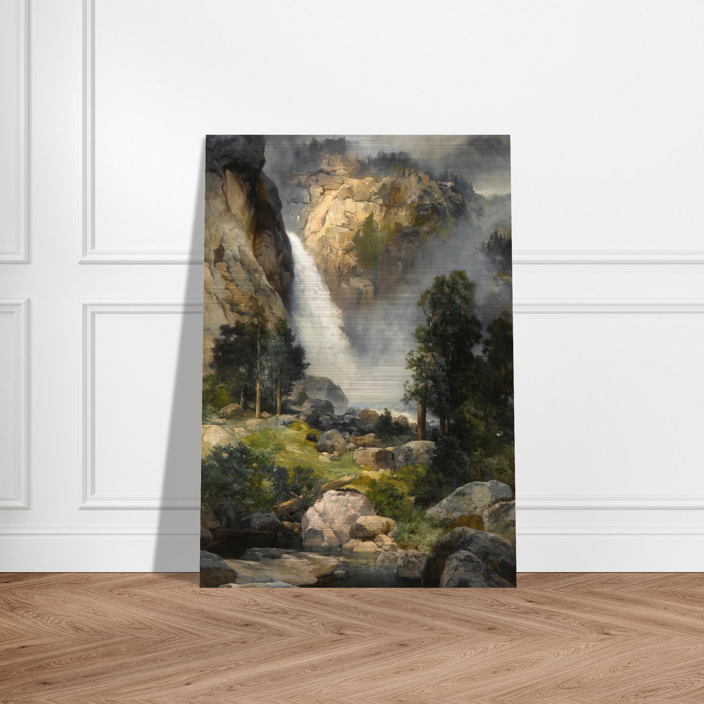 Cascade Falls, Yosemite - Thomas Moran Brushed Aluminum Print - 70x100 cm / 28x40 inches | Thomas Moran Aluminum Print | Thomas Moran Prints