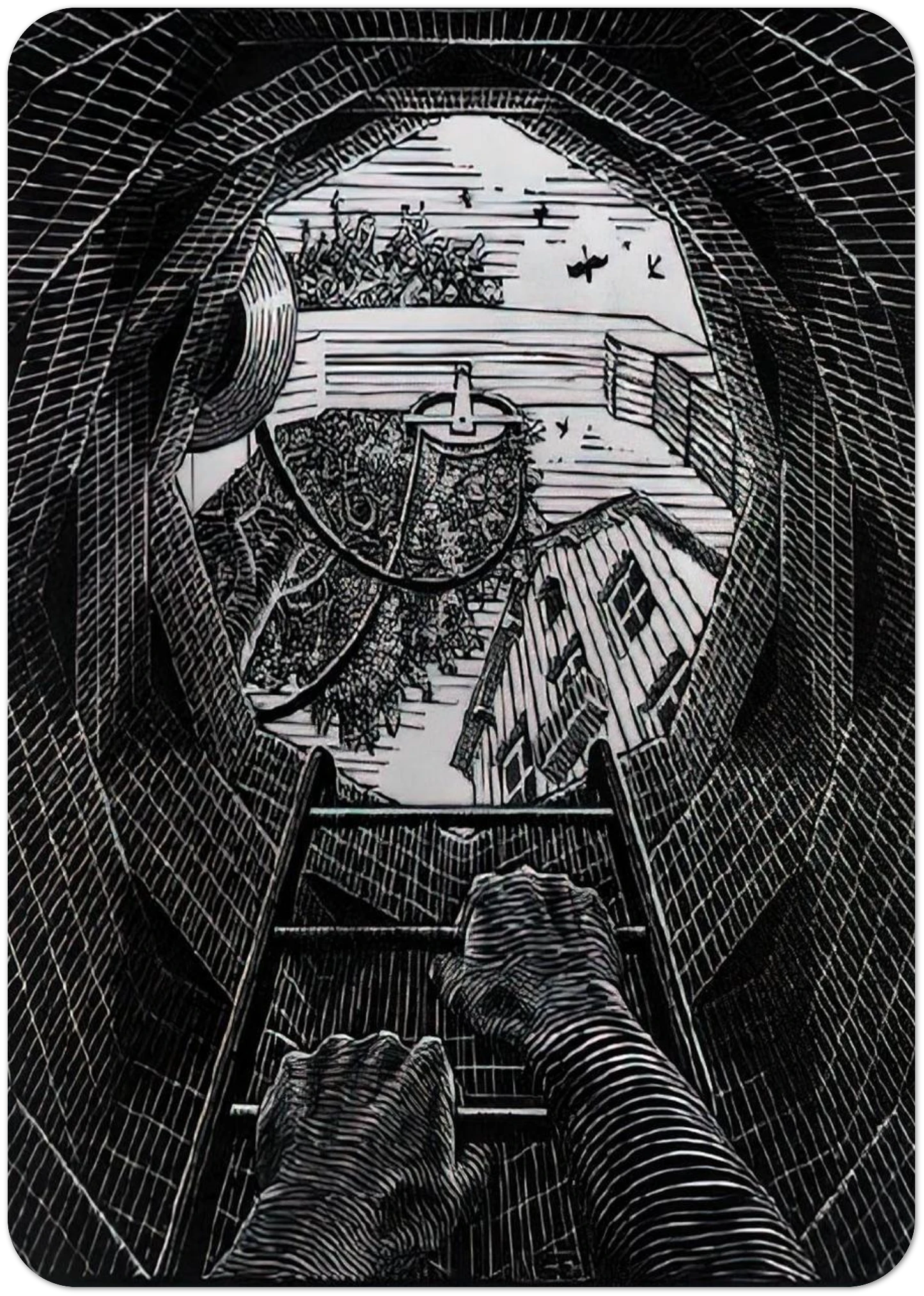 NEW YEAR S GREETING CARD By MC Escher Pack of 10 Post Cards | MC Escher Post Cards | A6 (10.5 x 14.8 cm) - 4.1 x 5.8 inches