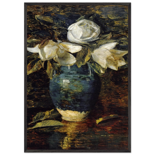Giant Magnolias - Childe Hassam 70x100 cm / 28x40 inches Framed Art Print – Black Wooden Frame