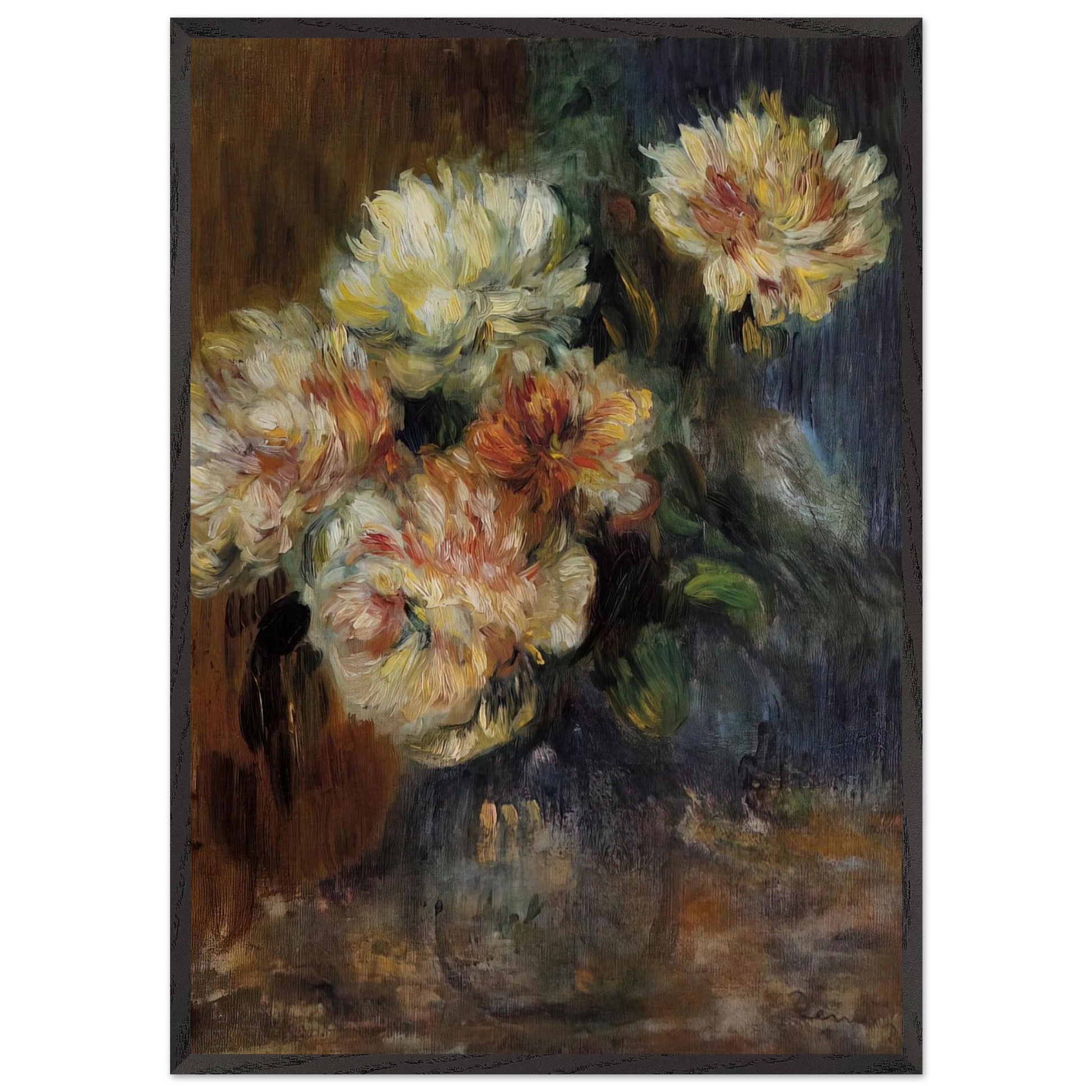Vase of Peonies N2 - Pierre-Auguste Renoir Framed Art Print – Black Wooden Frame - Default Title - -Framed Art Print