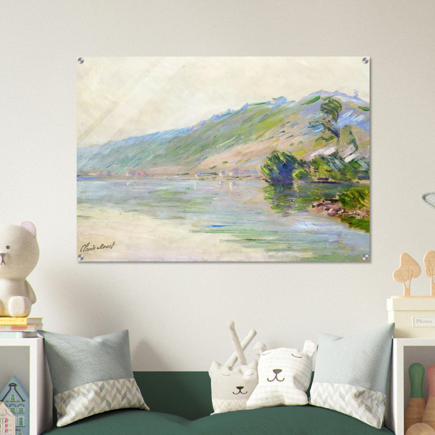 The Seine at Port-Villes, Clear Weather - claude monet Acrylic Print - 70x100 cm / 28x40″ inches | claude monet Wall Art | claude monet Prints