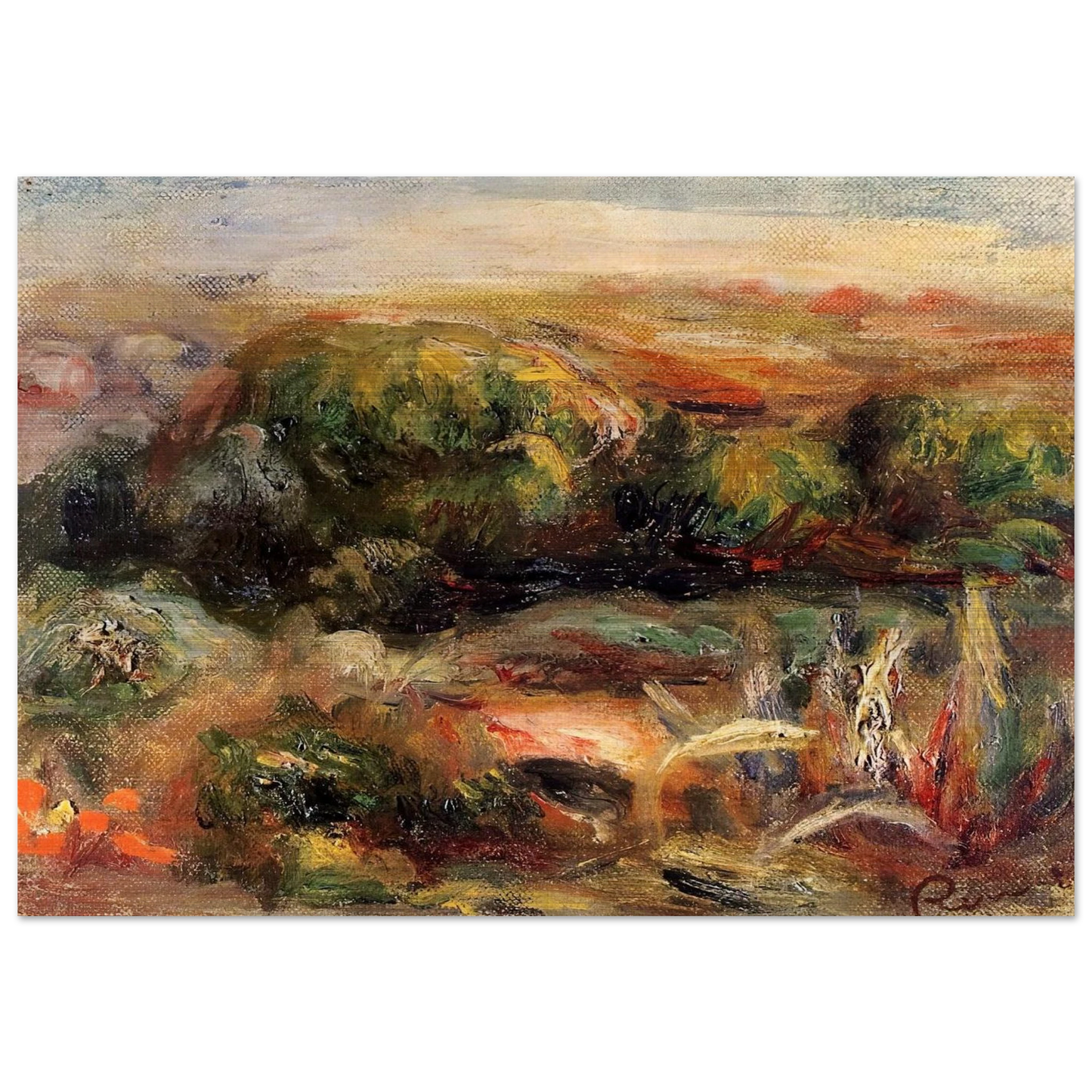 Landscape Near Cagnes - Pierre-Auguste Renoir Brushed Aluminum Print - 70x100 cm / 28x40 inches | Pierre-Auguste Renoir Aluminum Print | Pierre-Auguste Renoir Prints