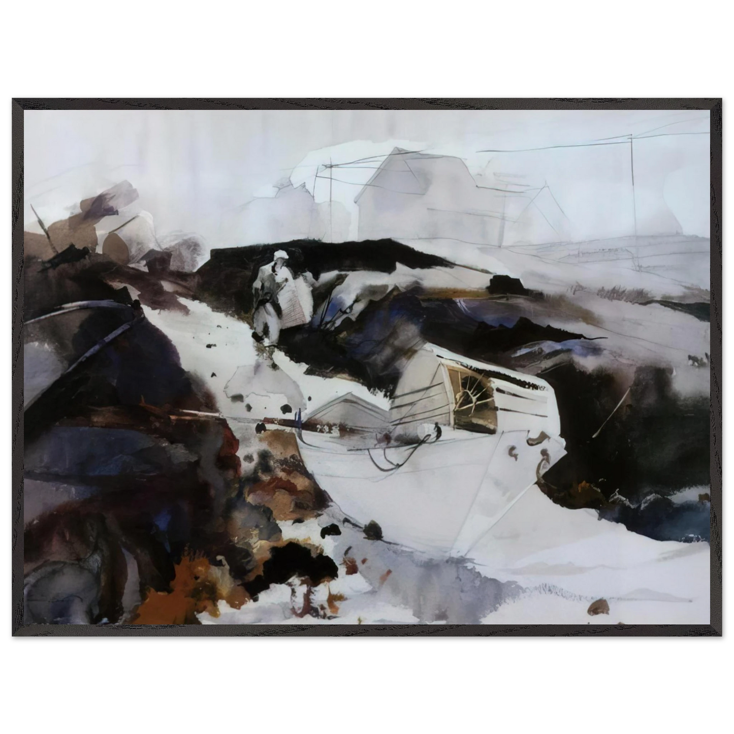 Andrew Wyeth - THE WHITE DORY 1941 Wall Art - 30x40 cm / 12x16 inches - Premium Wooden Framed Poster With Fine Art Paper - White frame