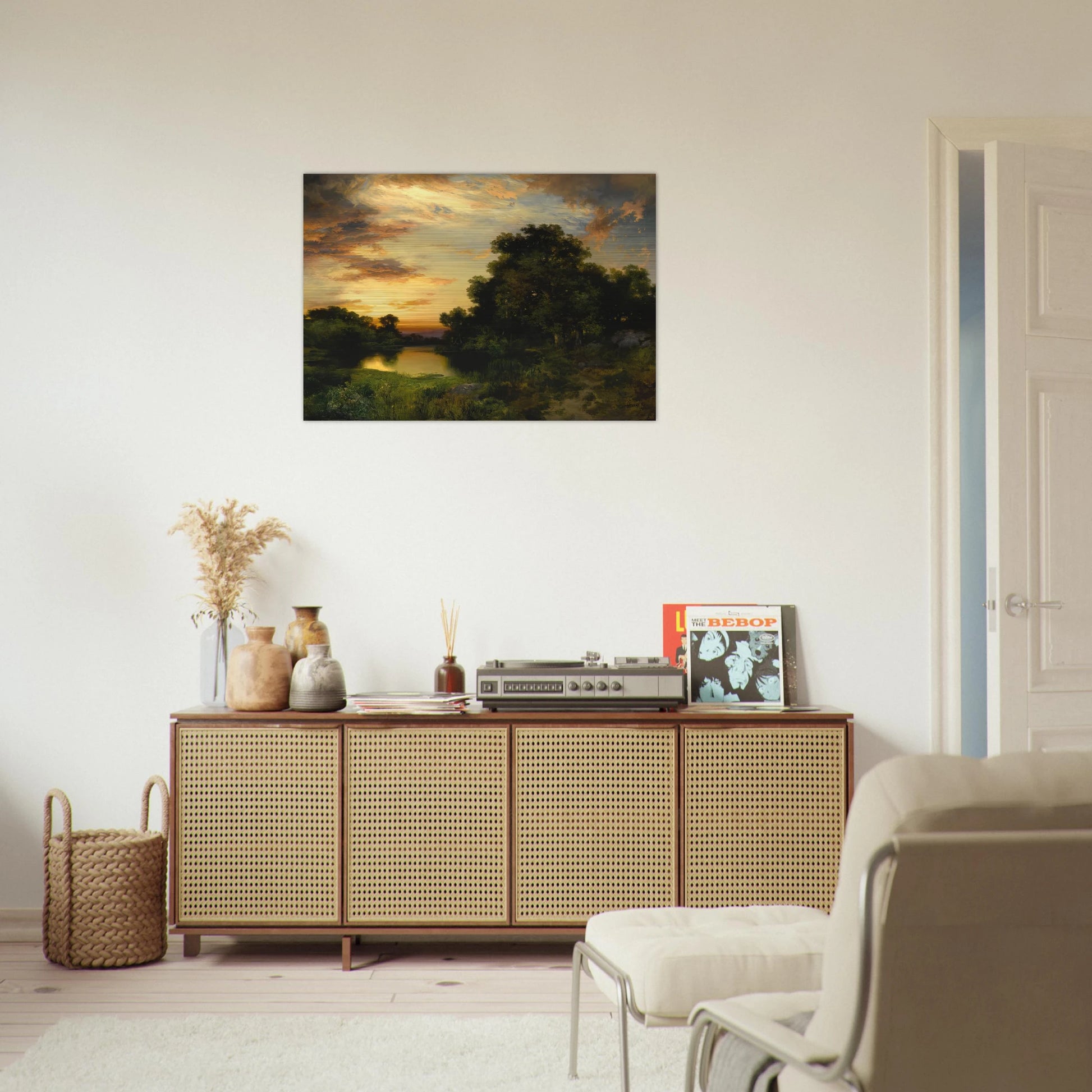 Sunset on Long Island - Thomas Moran Brushed Aluminum Print - 70x100 cm / 28x40 inches | Thomas Moran Aluminum Print | Thomas Moran Prints