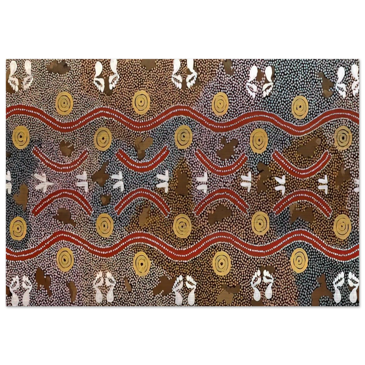 Possum Dreaming - Native Art - Clifford Possum Tjapaltjarri Brushed Aluminum Print - 70x100 cm / 28x40 inches | Clifford Possum Tjapaltjarri Aluminum Print | Clifford Possum Tjapaltjarri Prints
