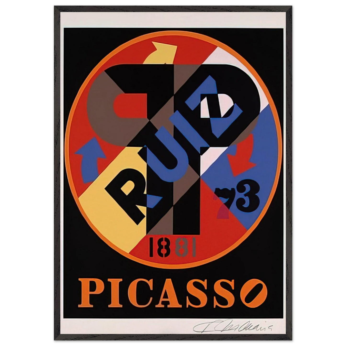 Picasso The American Dream - Robert Indiana Framed Art Print – Black Wooden Frame - Default Title - -Framed Art Print