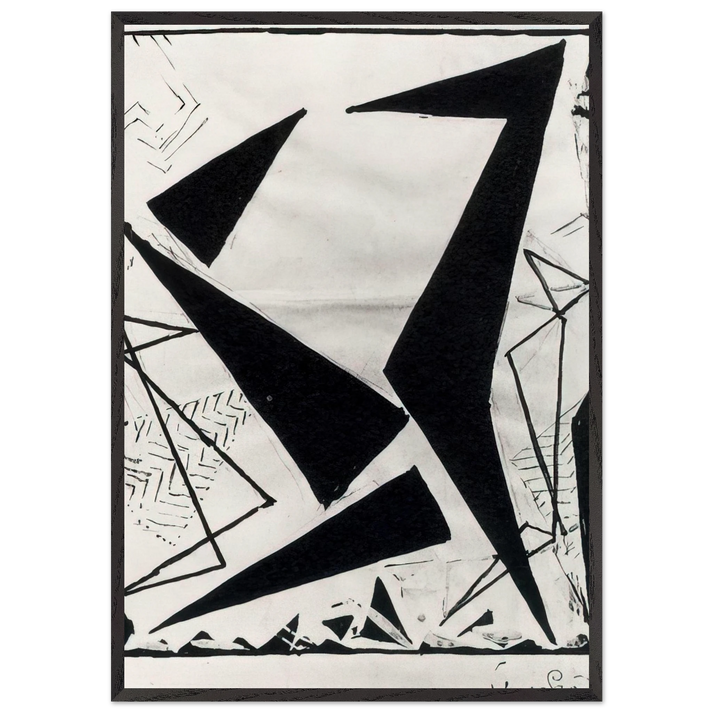 Study in black and white - Frantisek Kupka 70x100 cm / 28x40 inches Framed Art Print – Black Wooden Frame