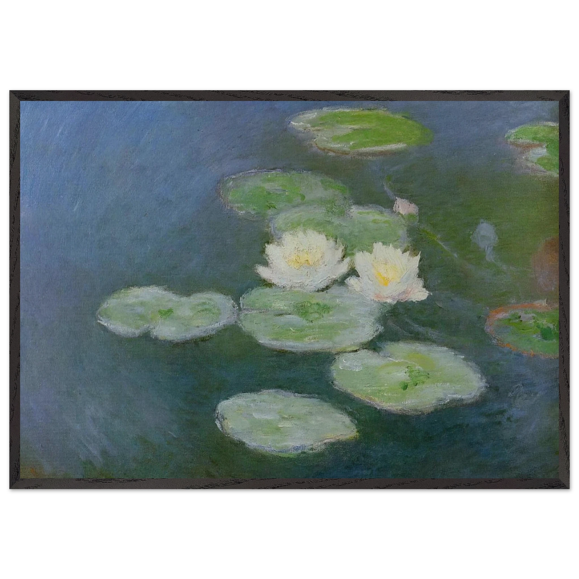 Water Lilies Evening Effect - claude monet Framed Art Print – Black Wooden Frame - Default Title - -Framed Art Print
