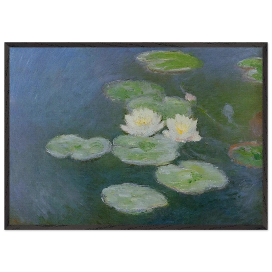 Water Lilies Evening Effect - claude monet Framed Art Print – Black Wooden Frame - Default Title - -Framed Art Print