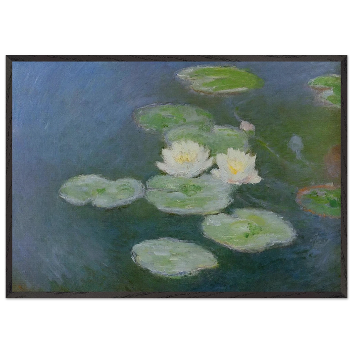 Water Lilies Evening Effect - claude monet 70x100 cm / 28x40 inches Framed Art Print – Black Wooden Frame