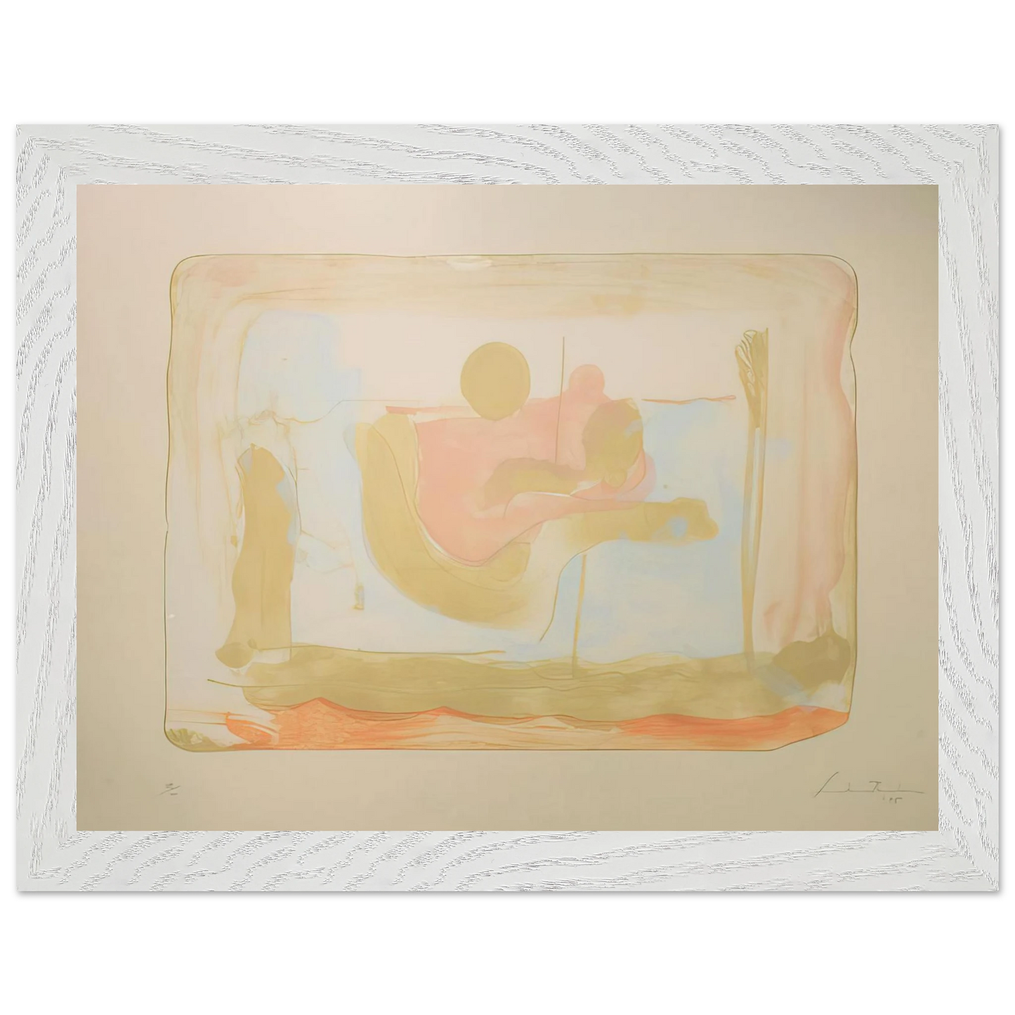 Helen Frankenthaler - Reflections I - 1995 Wall art - 30x45 cm / 12x18 inches - Premium Wooden Framed Poster With Fine Art Paper - White frame