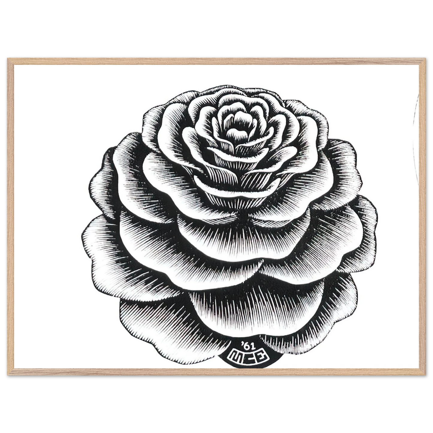 MC Escher - FLOWER 1 Wall Art - 60x80 cm / 24x32 inches - Premium Wooden Framed Poster With Fine Art Paper - White frame