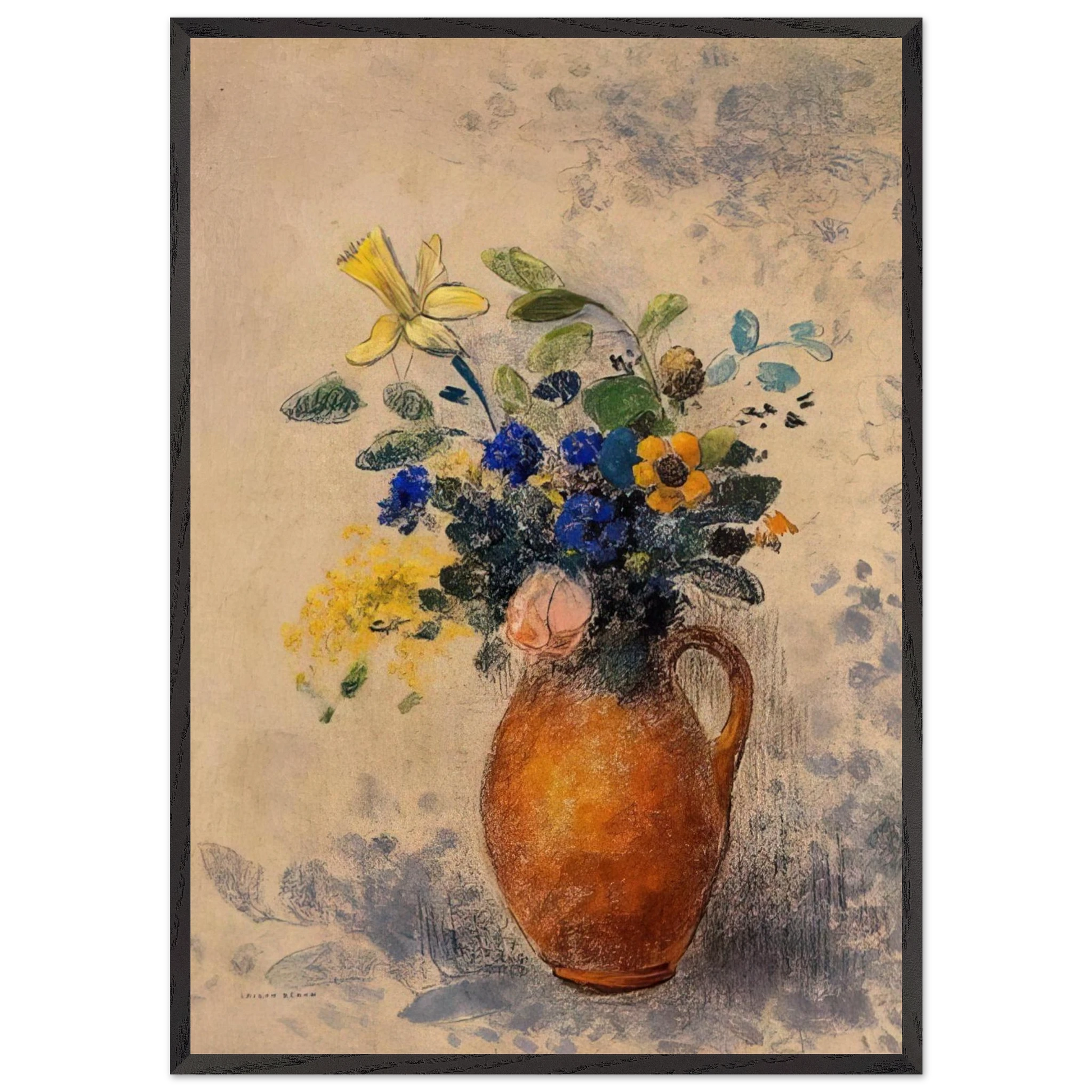 VASE OF FLOWERS 1908 - Odilon Redon 70x100 cm / 28x40 inches Framed Art Print – Black Wooden Frame
