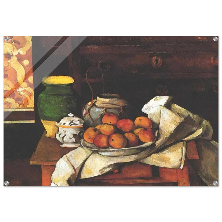Still life in front of a chest of drawers - Paul Cézanne Acrylic Print - 70x100 cm / 28x40″ inches