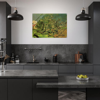 Landscape with Three Trees and a House - Vincent van Gogh Acrylic Print - 70x100 cm / 28x40″ inches | Vincent van Gogh Wall Art | Vincent van Gogh Prints