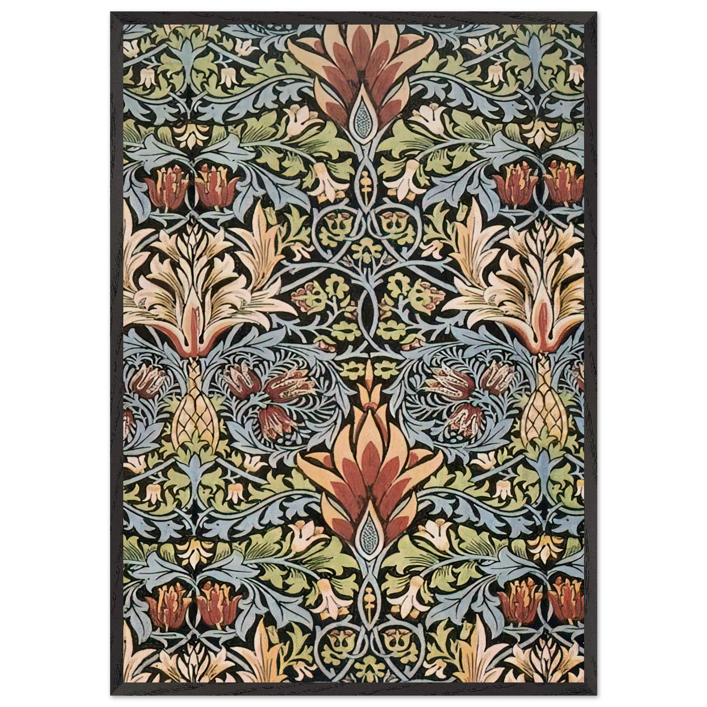 SNAKESHEAD PRINTED TEXTILE 1876 - William Morris Framed Art Print – Black Wooden Frame - Default Title - -Framed Art Print