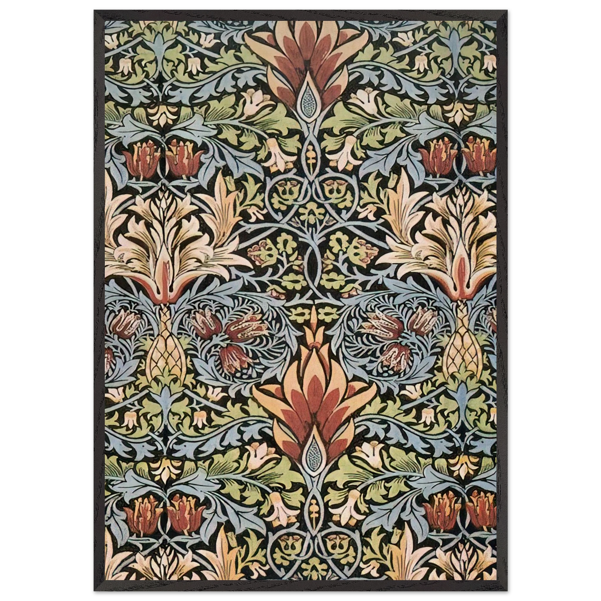 SNAKESHEAD PRINTED TEXTILE 1876 - William Morris Framed Art Print – Black Wooden Frame - Default Title - -Framed Art Print