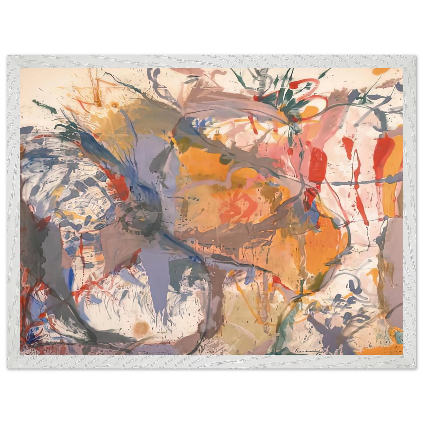 Helen Frankenthaler - Before the Caves, 1958- Wall Art - 60x80 cm / 24x32 inches - Premium Wooden Framed Poster With Fine Art Paper - White frame