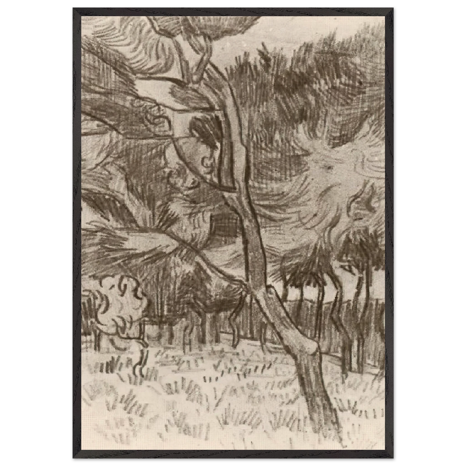 Pine Trees in the Garden of the Asylum - Vincent van Gogh Framed Art Print – Black Wooden Frame - Default Title - -Framed Art Print