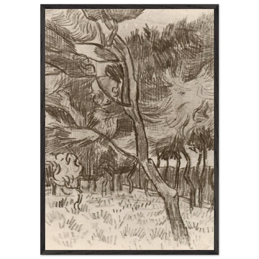 Pine Trees in the Garden of the Asylum - Vincent van Gogh Framed Art Print – Black Wooden Frame - Default Title - -Framed Art Print
