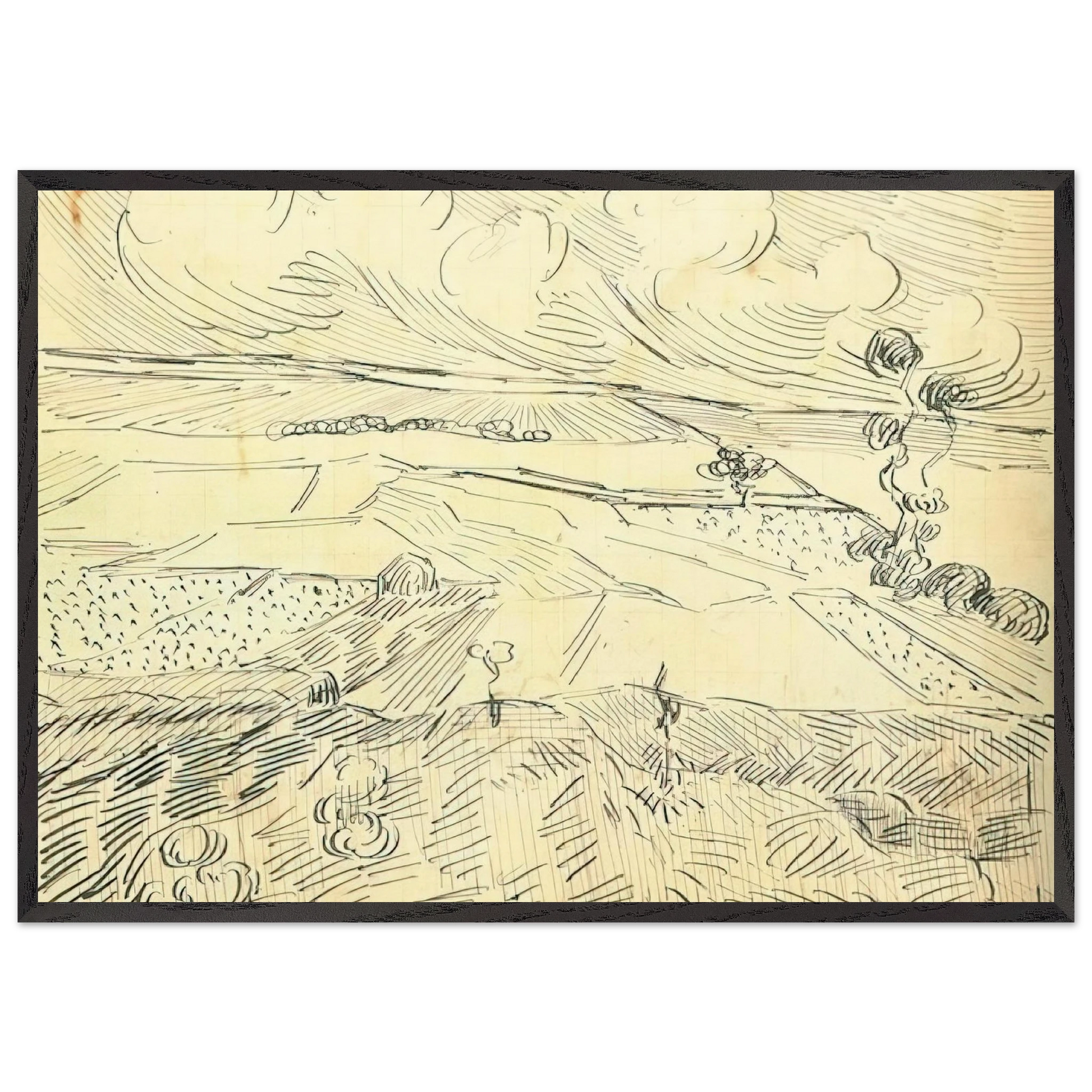 Wheat Fields - Vincent van Gogh Framed Art Print – Black Wooden Frame - Default Title - -Framed Art Print