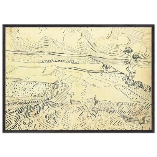 Wheat Fields - Vincent van Gogh 70x100 cm / 28x40 inches Framed Art Print – Black Wooden Frame