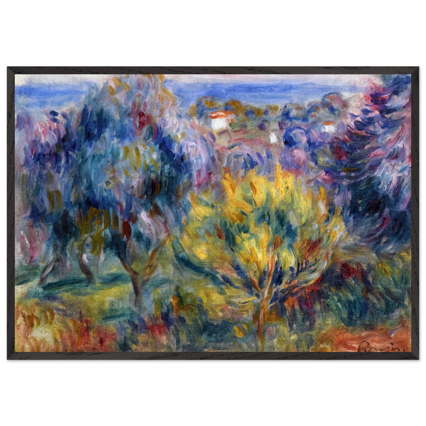 Landscape with a View of the Sea - Pierre-Auguste Renoir Framed Art Print – Black Wooden Frame - Default Title - -Framed Art Print