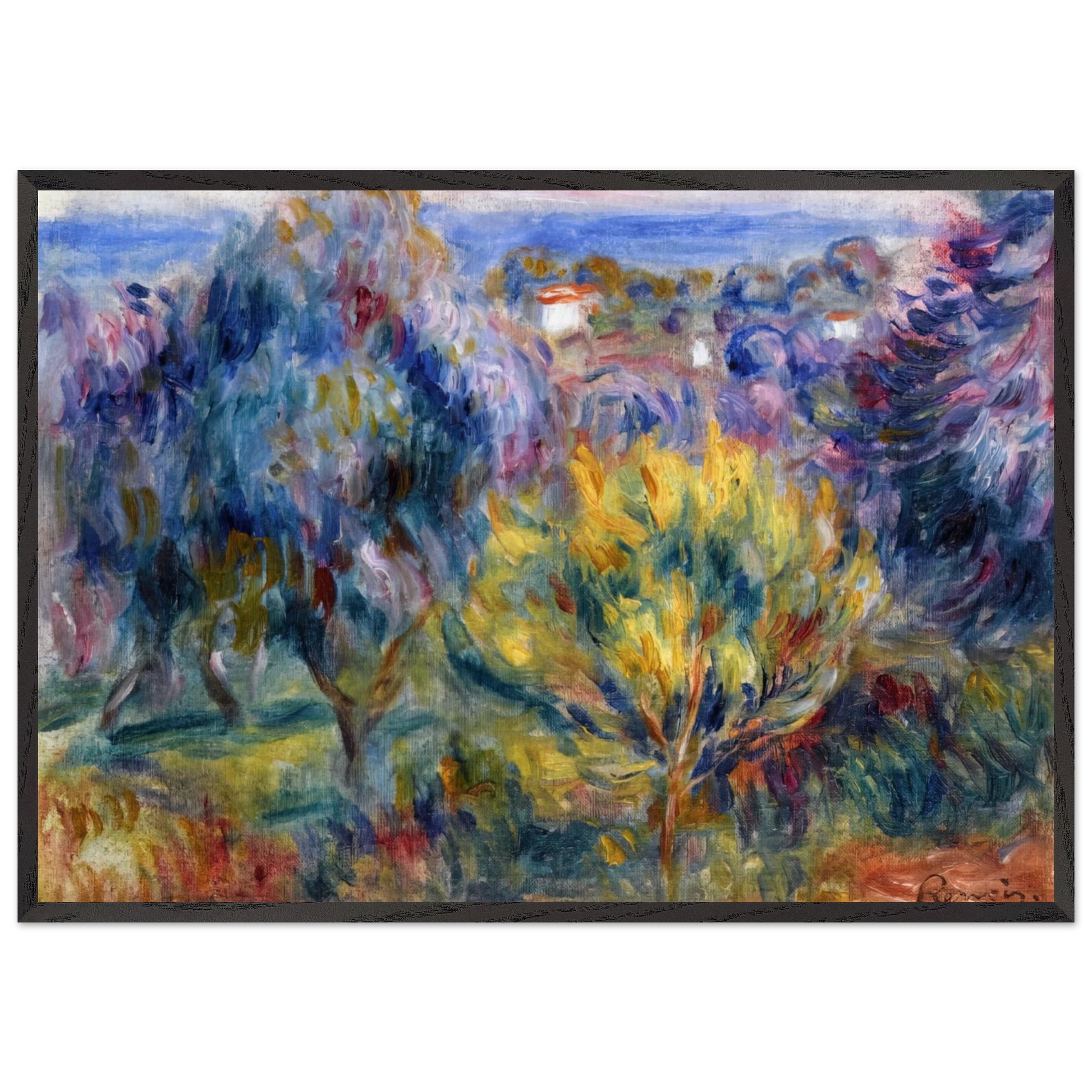 Landscape with a View of the Sea - Pierre-Auguste Renoir Framed Art Print – Black Wooden Frame - Default Title - -Framed Art Print