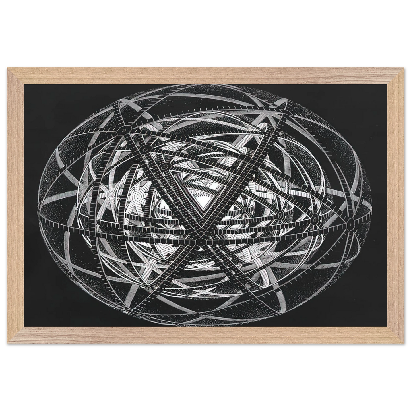 MC Escher - CONCENTRIC RINDS Wall Art - 60x80 cm / 24x32 inches - Premium Wooden Framed Poster With Fine Art Paper - Black frame