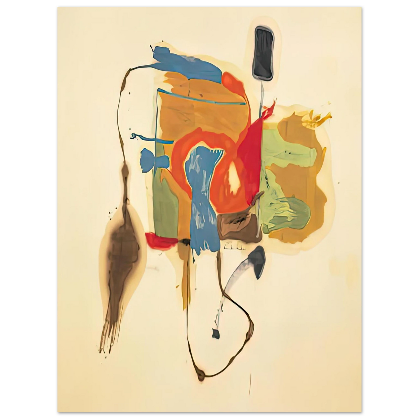 Helen Frankenthaler - Blue Form in a Scene, 1961- Wall Art - 21x29.7 cm / 8x12" - Fine Art Poster - -