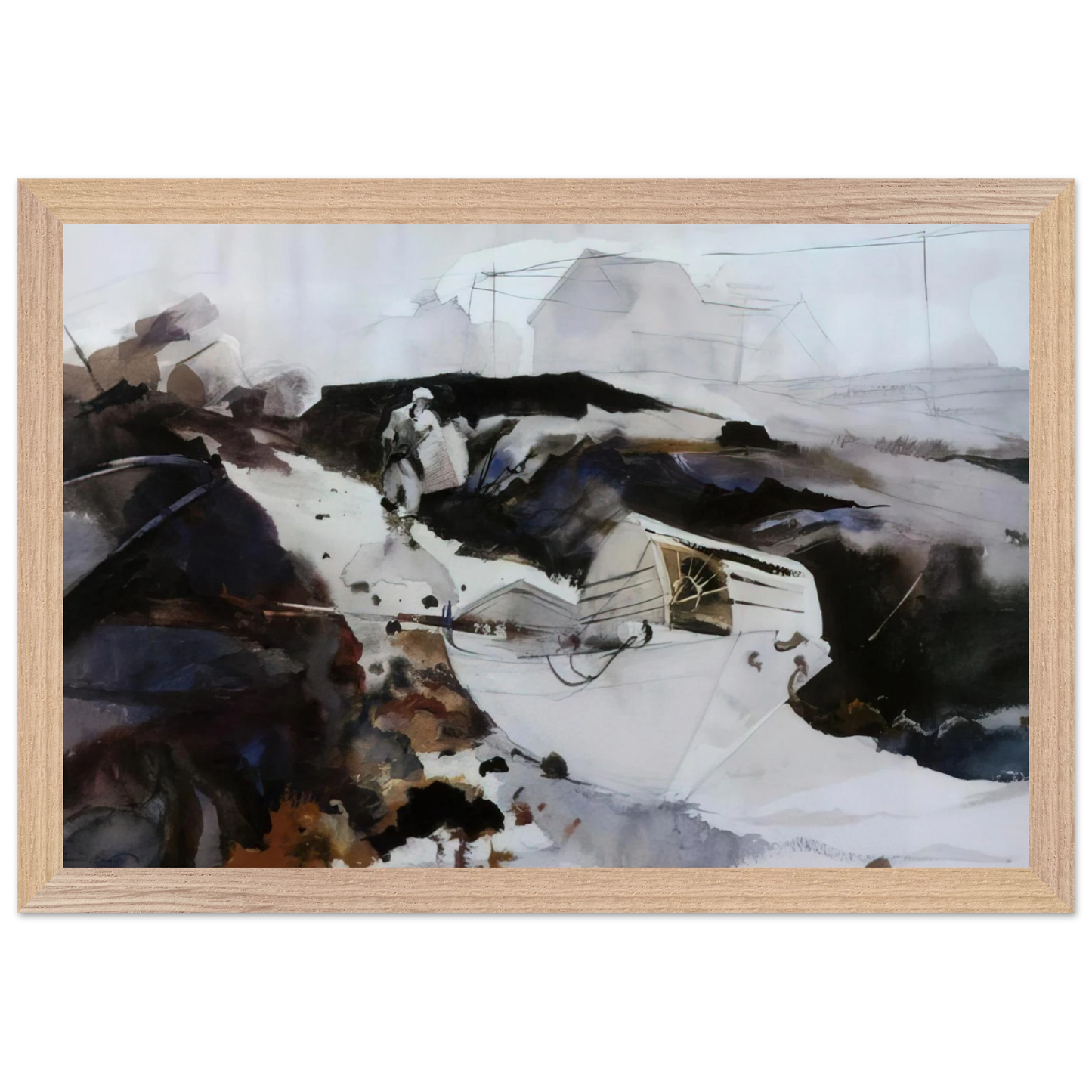 Andrew Wyeth - THE WHITE DORY 1941 Wall Art - 30x40 cm / 12x16 inches - Premium Wooden Framed Poster With Fine Art Paper - Black frame
