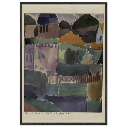 IN THE HOUSES OF ST GERMAIN 1914 - Paul Klee 70x100 cm / 28x40 inches Framed Art Print – Black Wooden Frame