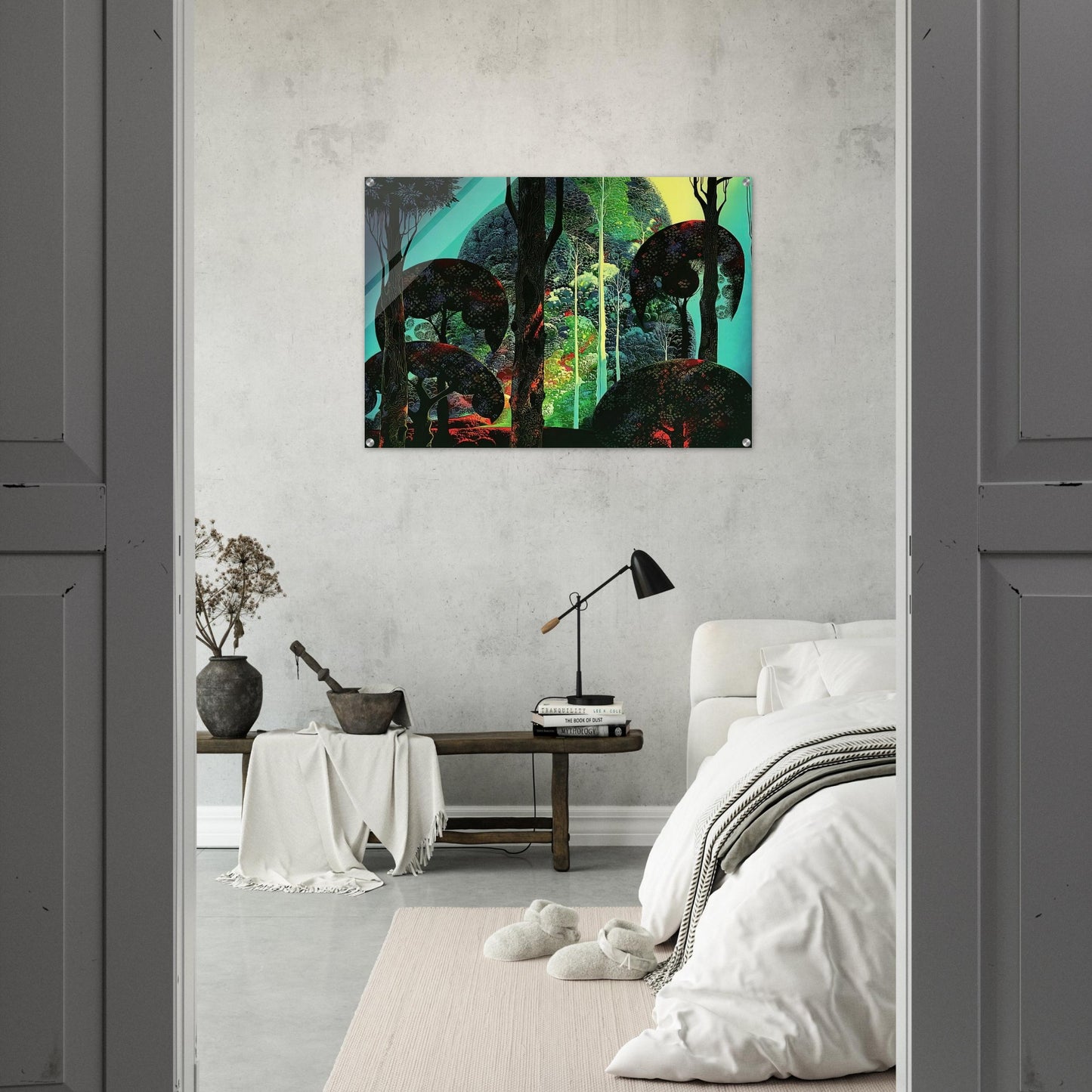 Fired by Sun - Eyvind Earle Acrylic Print - 70x100 cm / 28x40″ inches | Eyvind Earle Wall Art | Eyvind Earle Prints