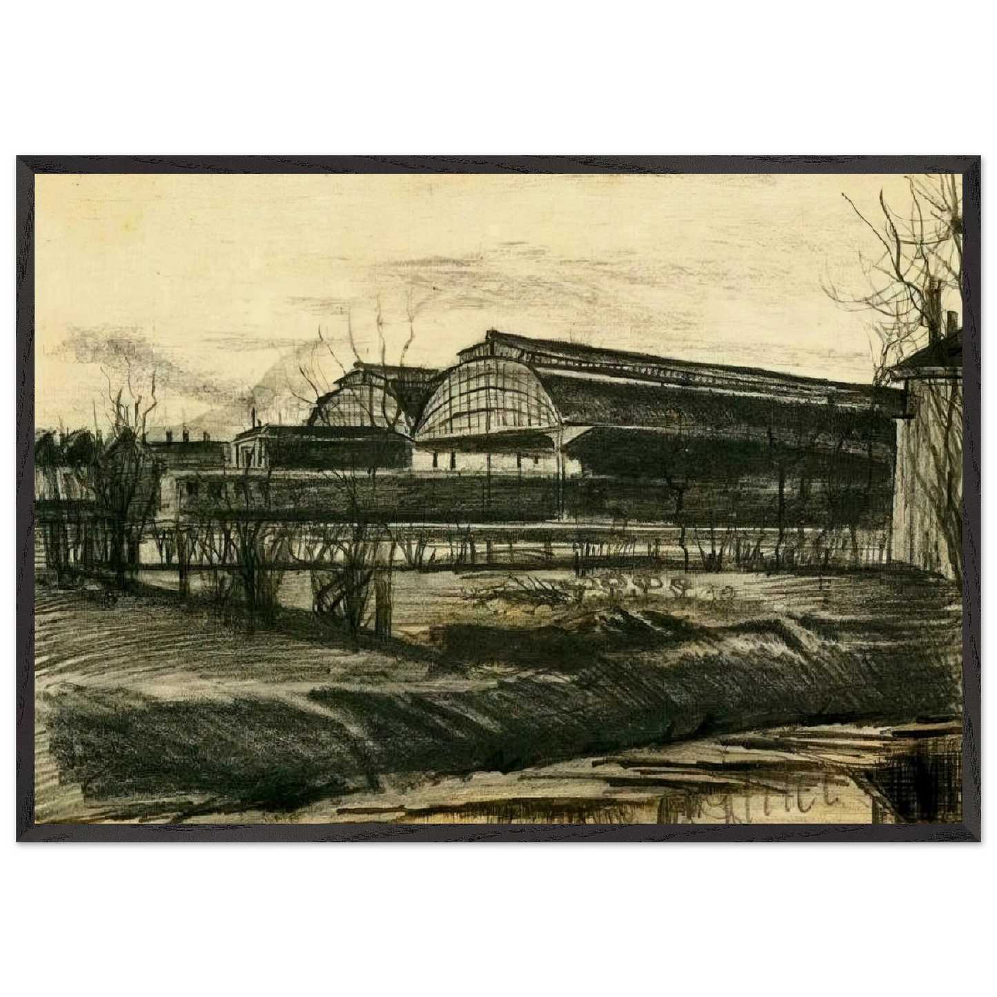 Station in The Hague - Vincent van Gogh Framed Art Print – Black Wooden Frame - Default Title - -Framed Art Print